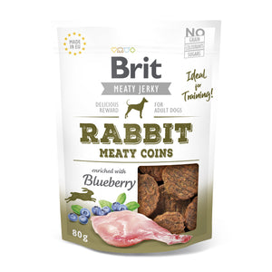 BRIT Meaty Jerky, medaljoni, kunićevina obogaćena borovnicom, 80 g