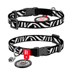 WAUCAT Ogrlica za mačke  Zebra, Smart QR, XS, 10mm/20-30cm